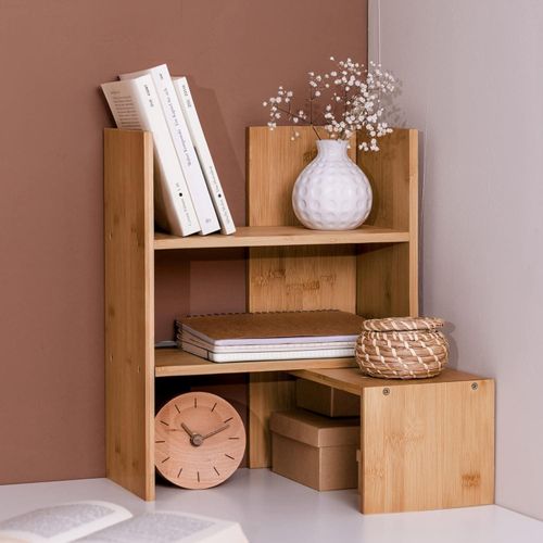 product_image_name-Generic-نافاريس وحدة رفوف منظمة للمكتب - ارفف سطح المكتب من الخيزران للطاولة او الطاولة - رف قابل للتعديل قائم بذاته للمطبخ بني فاتح-5