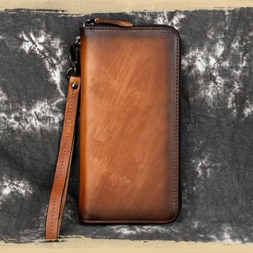 Fashion design1 brownCrazy Horse Leather Long Wallet For Man