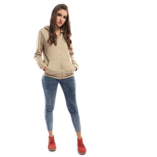 Ravin سويت شيرت ساده بسوسته وكابيتشو - بيج