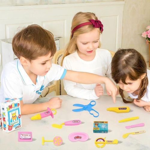 product_image_name-Generic-Doctor toy in a box, 15 pieces of doctor role-playing toys, with carrying case, stethoscope, doctor imitation toys for children (blue)-3