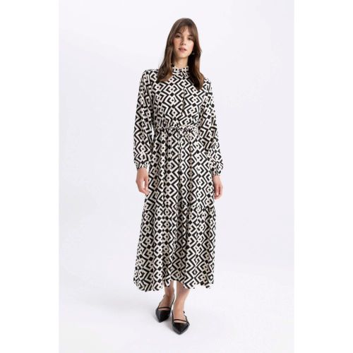 product_image_name-Defacto-Woman Shirt Dress Long Sleeve Woven Dress - BLACK-1