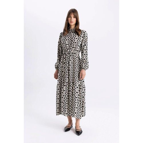 product_image_name-Defacto-Woman Shirt Dress Long Sleeve Woven Dress - BLACK-2
