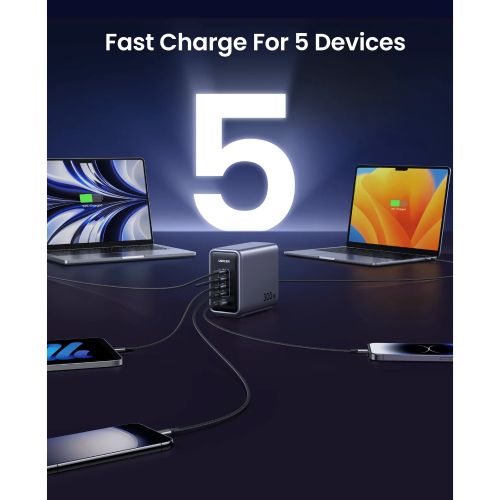 product_image_name-Ugreen-Nexode 300W USB C GaN Charger-5 Ports Desktop Charger - CD333 -5