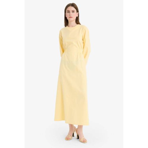 product_image_name-Defacto-Woman C Neck Relax Fit Long Sleeve Woven Dress - Yellow-4