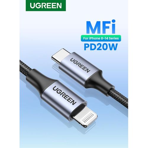 product_image_name-Ugreen-iPhone Cable 1M MFi Certified USB C to Lightning Fast Charging Wire Braided Cord 18W Fast PD Charge for iPhone 14 14 Plus 14 Pro 14 Pro MaxiPhone-1
