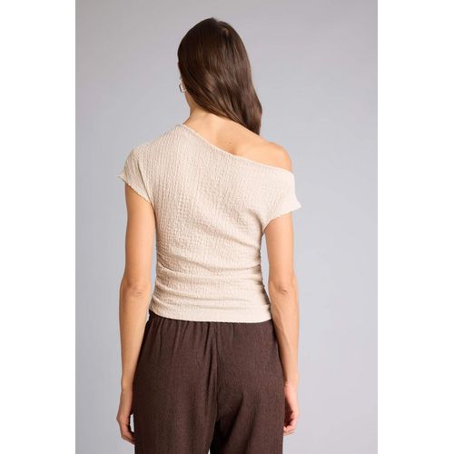 product_image_name-Defacto-Slım Fıt Tek Omuzlu Bürümcük Kısa Kollu Tişört-6