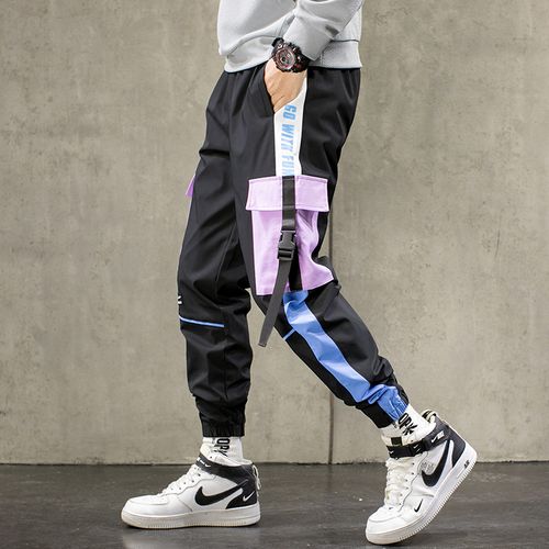 Buy Men Purple Joggers Pants Mens Pockets Streetwear Cargo Pants Male Hip  Hop Track Pants Korean Fashions Overalls online | Topofstyle