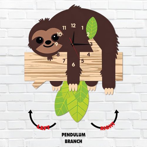 product_image_name-Generic-ساعة حائط ببندول متحرك بتصميم مبهج مع جزء متحرك بشكل حيوان الكسلان، ألوان زاهية وجودة عالية، حركة هادئة بدون صوت، سهلة التعليق، تضيف لمسة ديكور جذابة وتناسب جميع الأذواق-1