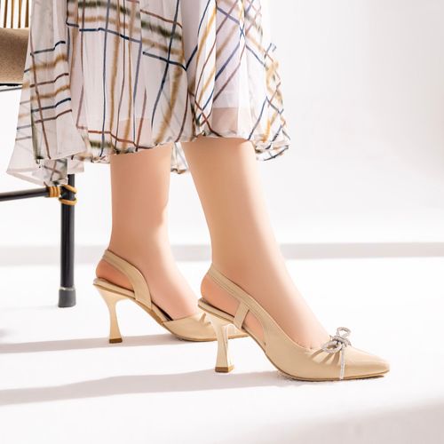 beige satin heels