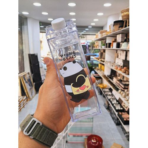 product_image_name-Generic-500ml Cartoon Milk Bottle, Clear Acrylic Milk Bottle Cow Printed Milk Bottle, Portable Camping Travel Water Bottle-1