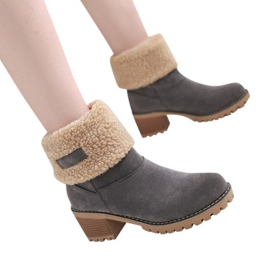 اشتري Fashion Hiamok Women's Ladies Winter Shoes Flock Warm Boots Martin Snow Boots Short Bootie في مصر