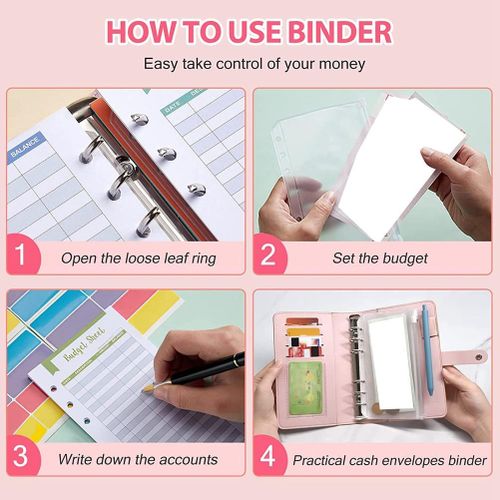 A6 White Checkered Budget Binder With Cash Envelpes