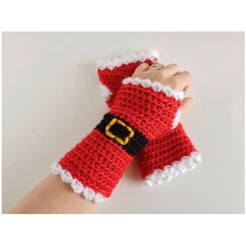 اشتري Handmade Gloves Fingerless For Celebration Handmade  Red - Black في مصر