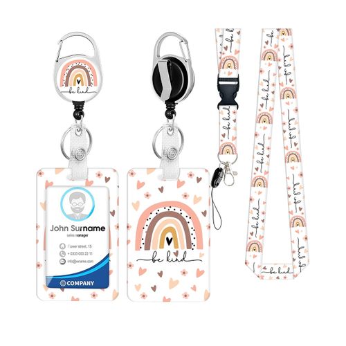 915 Generation ID Holder with Lanyard and Retractable Reel Clip, Flowers