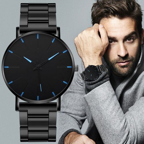 Fashion Simple Men Business Stainless Steel Mesh Belt Quartz Watch