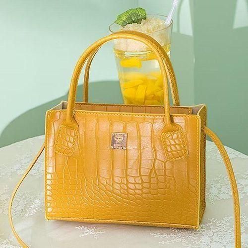Yellow leather purse handbag deals