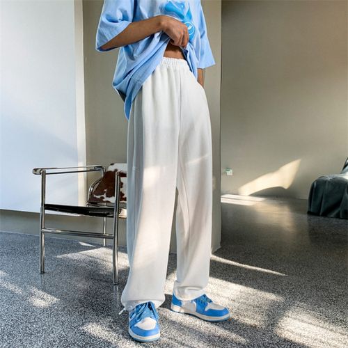 Riolio Distressed Vintage Blue Jeans Pants Men Wide-leg Denim Trousers
