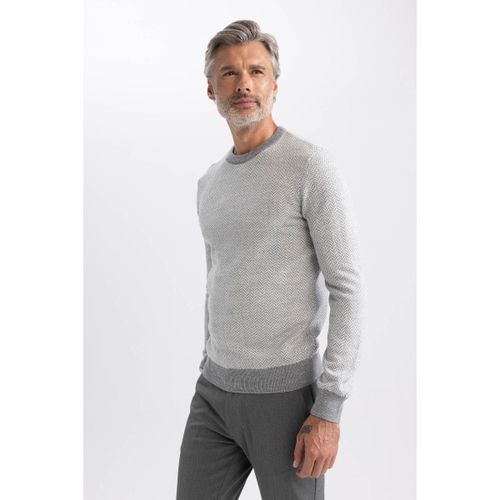product_image_name-Defacto-Man Crew Neck Standart Fit Pullover - Grey Melange-1