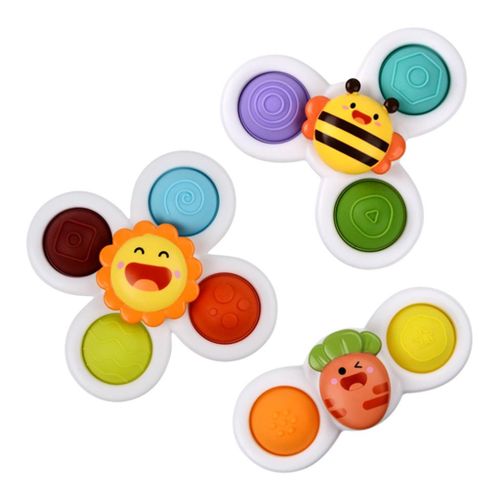 3 Pack Baby Sucker Spinning Top Toy Fidget Spinner Bath Toy With Rotating  Suction Cup