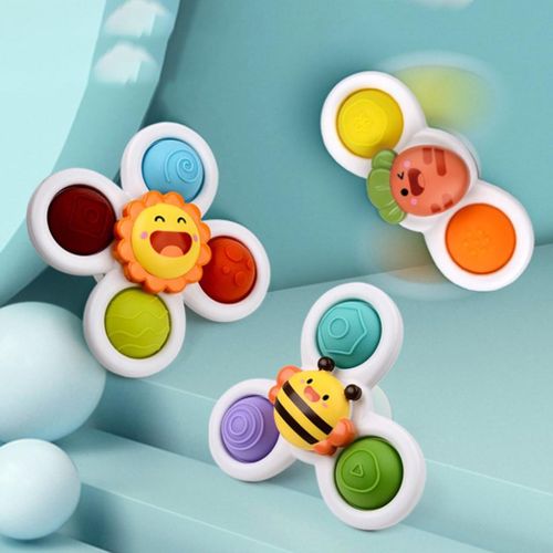 1PcsCartoon Fidget Suction Cup Spinner Toy For Baby Rotating Rattle  Educational Baby Games Kids Montessori Bath Toys ForChildren