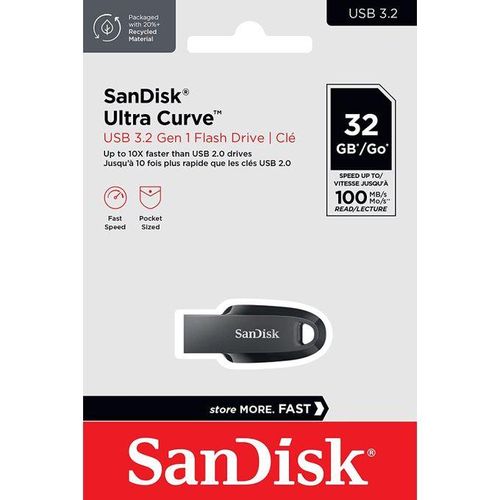 اشتري Sandisk 32GB Ultra Curve 3.2 Flash Drive 100MB/s SDCZ550 032G G46, Black في مصر