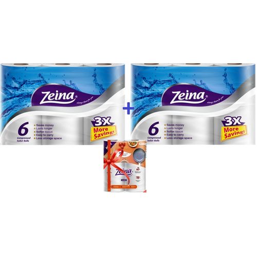 اشتري Zeina Toilet Tissues - 6 Compressed Rolls - 2 Pcs +Classic Kitchen Towels - 2 Rolls في مصر