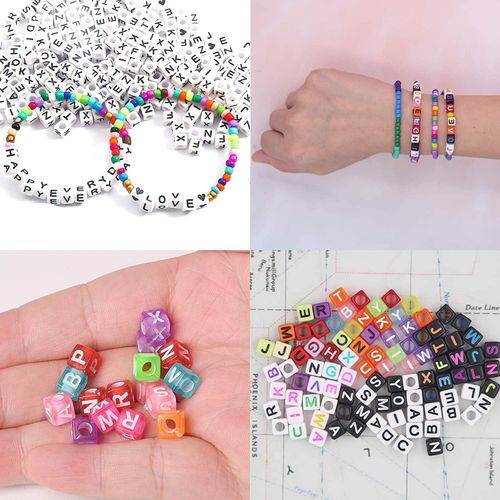 Mountain Gems 4mm Beads For Bracelets Making Kit, Alphabet Kit For