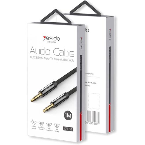 product_image_name-Yesido-كابل صوتي (كابل صوتي AUX 3.5 مم ذكر إلى ذكر، أسود، 1 متر) YAU14-1