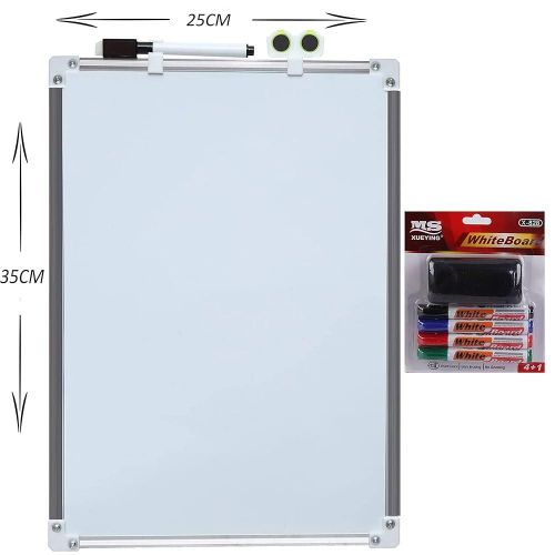 product_image_name-Generic-سبورة مغناطسية بيضاء مقاس 35 *25 مع مجموعة من 4 قلم سبورة (1 أسود + 1 أزرق + 1 أحمر + 1 أخضر) + بشاورة-1
