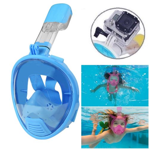 Buy Kids Diving Equipment Full Face Design Snorkel Mask For GoPro HERO4 /3+ /3 /2 /1(Blue) in Egypt