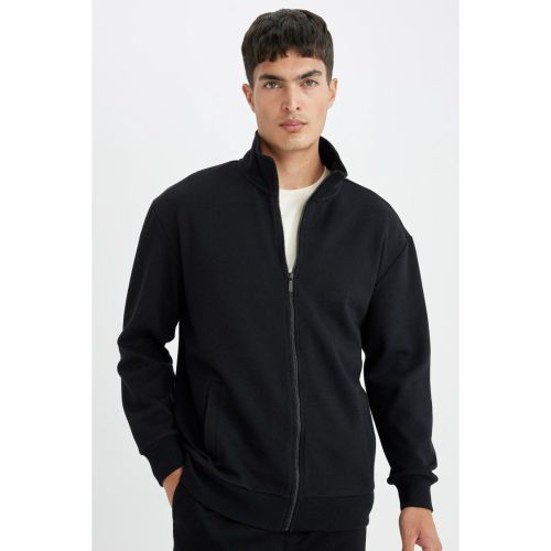 product_image_name-Defacto-Man Stand- Up Collar Comfort Fit Cardigan - Black-1