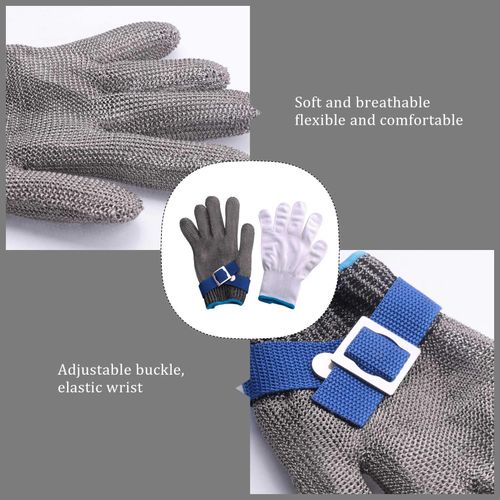 Generic Blue Safety Cut Proof Stab Resistant Stainless Steel Mesh Butcher  Glove High Performance Level 5 Protection Size S @ Best Price Online