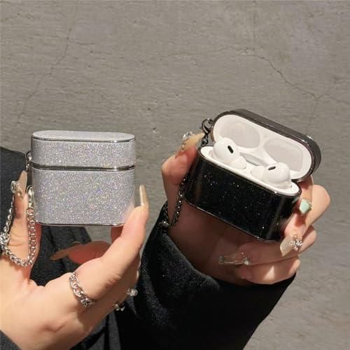 product_image_name-Generic-جراب لامع مزين بالترتر من تين تك متوافق مع AirPods 4، مناسب للفتيات والسيدات، غطاء حماية فاخر لامع لسماعات AirPods من الجيل الرابع (2024) مع سلسلة معدنية وأداة إزالة (فضي).-5