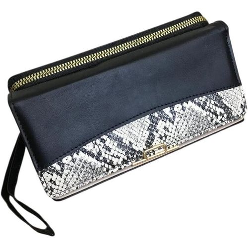 product_image_name-Generic-محفظة نسائية كبيرة بسحاب مع حافظات متعددة للبطاقات، شكل عصري مع نمط جلد الثعبان تناسب جميع الاعمار -2