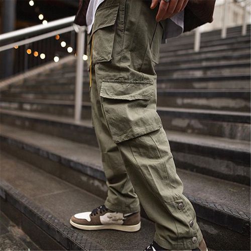 Fashion (khaki)Men's Side Pockets Cargo Harem Pants Ribbons Black Hip Hop  Casual Male Joggers Trousers Fashion Casual Streetwear Pants OM @ Best  Price Online