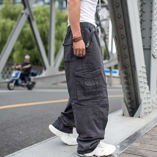 Fashion (Dark Grey)Trendy Loose Baggy Cargo Pants Men Casual Hiphop Harem  Cotton Straight Trousers Wide Leg Plus Size Streetwear Clothing ACU @ Best  Price Online