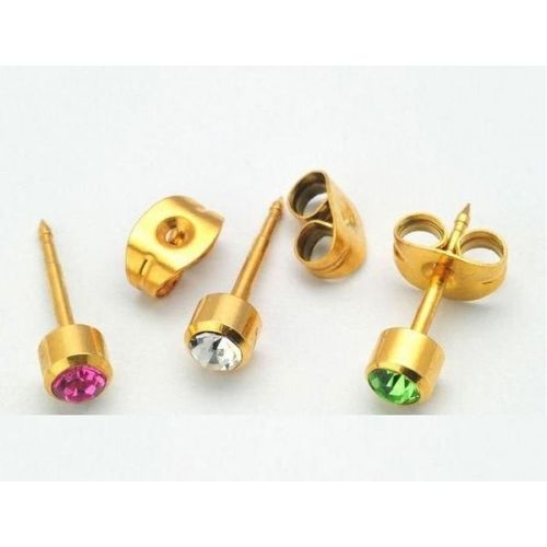 Buy 3 Pcs - Pair Of Golden Birthstone Earrings in Egypt