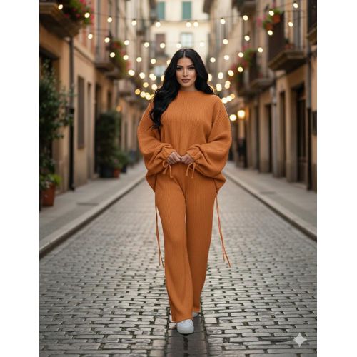 product_image_name-Generic-بدلة صوف مضلعة مستوردة من قطعتين بلون الجمل، مقاس حر يناسب حتى 85 كجم – تصميم عصري بملاءمة مريحة وراحة-2