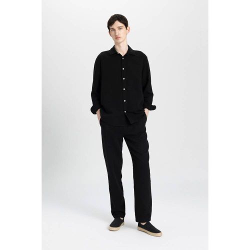 product_image_name-Defacto-Man Polo Neck Relax Fit Long Sleeve Shirt - Black-3