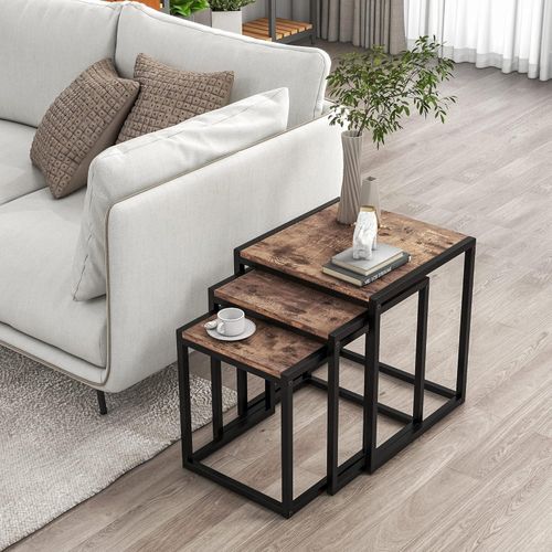 product_image_name-Generic-ترابيزة قهوة صغيرة معدنية بجوانب سوداء وتصميم متداخل للكنبة لغرفة المعيشة والمكتب والكمبيوتر المحمول بني ريفي مجموعة من 3 قطع فوبام-4