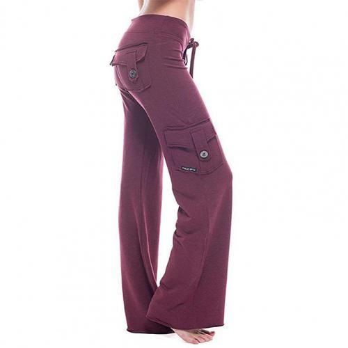 Fashion (Wine Red)Dropshipping Cargo Pants Women Pants Strong Elastic Wide  Leg Trousers Female Soft Joggers Sports Drawstring Straight Sweatpants DOU  @ Best Price Online