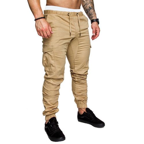 Pocket Solid Color Cargo Pants Mens Zipper Decoration Casual Safari Style  Loose Wide Leg Trousers Men - AliExpress