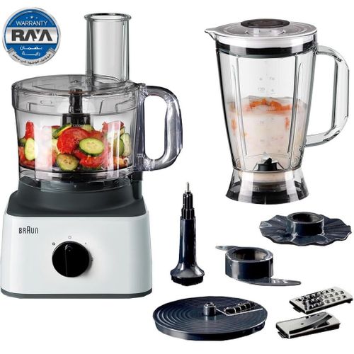 product_image_name-Braun-محضر طعام براون 8 في 1 سعة 2.1 لتر 750 وات ، ابيض (ضمان سنتين) - FP0145WH-1