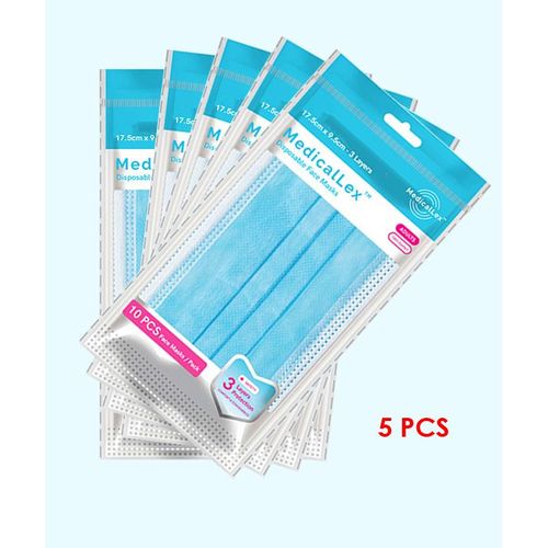 5 اكياس كمامات معقمة بدعامة وفلتر 3 طبقات   الكيس 10 قطع