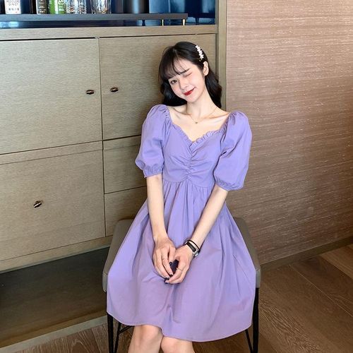 Buy QZUnique Women Summer Korean Printing Long Dress Round Collar Dress  Blue at Amazon.in