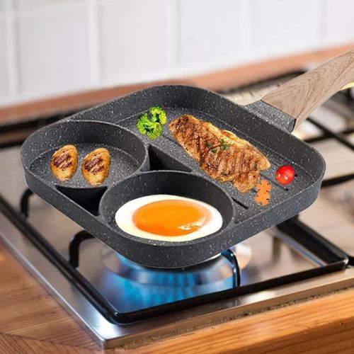 Divided Granite Grill Pan 3 Digits -With Wooden Handle
