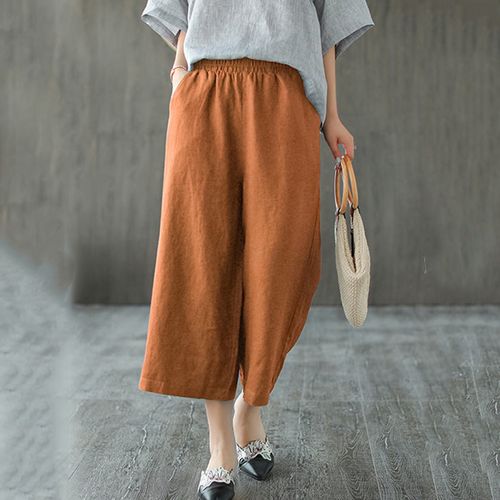 Cotton Wide Leg Pants Women's Summer Linen Casual Pants High Waist Loose  Pants