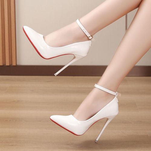 Amazon.com: Crystal Queen Women White lace Ankle Strap High Heel Sandals Stiletto  Heels Peep Toe Sandals Pump Shoes for Bride Wedding Party Evening LZ07WL-35  : Clothing, Shoes & Jewelry