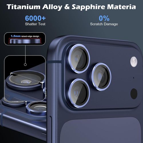 product_image_name-Generic-CloudValley Camera Lens Protection for iPhone 17 Pro/Pro Max, Ultra-HD Tempered Glass Case, (Case Friendly) Metal Screen Protector Ring, Dark Blue-7