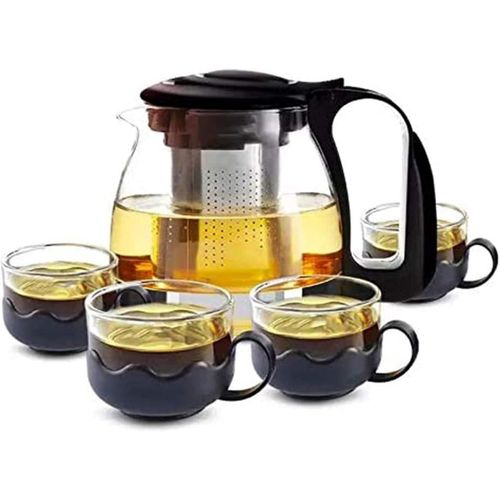 product_image_name-Generic-Pyrex tea serving set, Pyrex serving kettle with stainless steel strainer and 4 tea cups.

-1